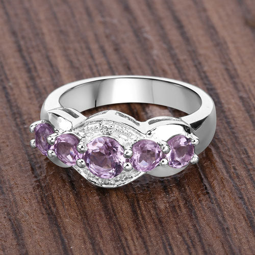 1.39 Carat Genuine Amethyst .925 Sterling Silver Ring
