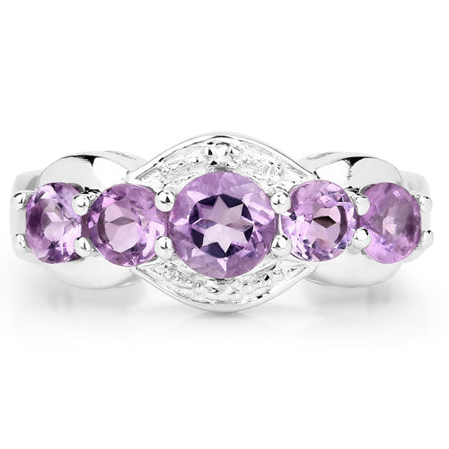 1.39 Carat Genuine Amethyst .925 Sterling Silver Ring