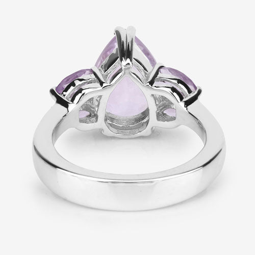 3.20 Carat Genuine Amethyst and White Topaz .925 Sterling Silver Ring