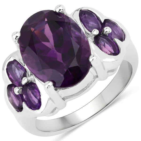 5.98 Carat Genuine Amethyst .925 Sterling Silver Ring