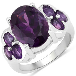 5.98 Carat Genuine Amethyst .925 Sterling Silver Ring