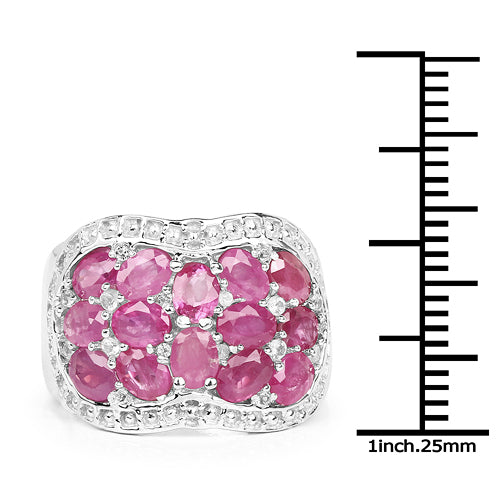 3.04 Carat Genuine Ruby & White Topaz .925 Sterling Silver Ring
