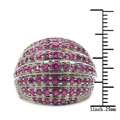 14K Yellow Gold Plated 2.94 Carat Genuine Ruby & White Topaz .925 Sterling Silver Ring