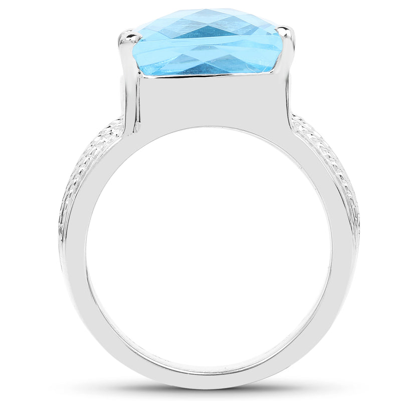 7.50 Carat Genuine Swiss Blue Topaz .925 Sterling Silver Ring
