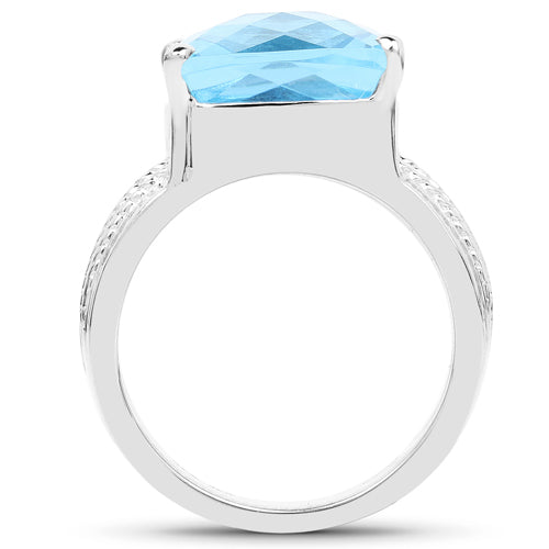 7.50 Carat Genuine Swiss Blue Topaz .925 Sterling Silver Ring