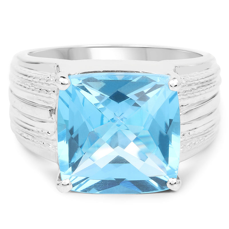7.50 Carat Genuine Swiss Blue Topaz .925 Sterling Silver Ring