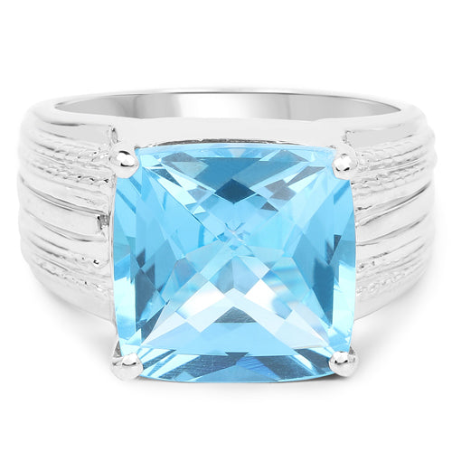 7.50 Carat Genuine Swiss Blue Topaz .925 Sterling Silver Ring