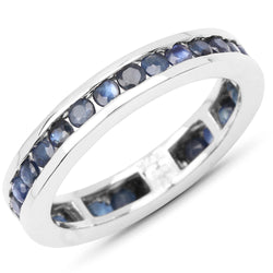 2.00 Carat Genuine Blue Sapphire .925 Sterling Silver Ring