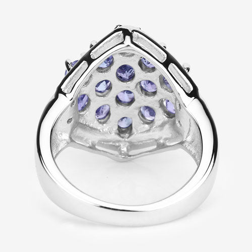 2.41 Carat Genuine Tanzanite and White Topaz .925 Sterling Silver Ring