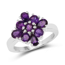 1.63 Carat Genuine Amethyst .925 Sterling Silver Ring