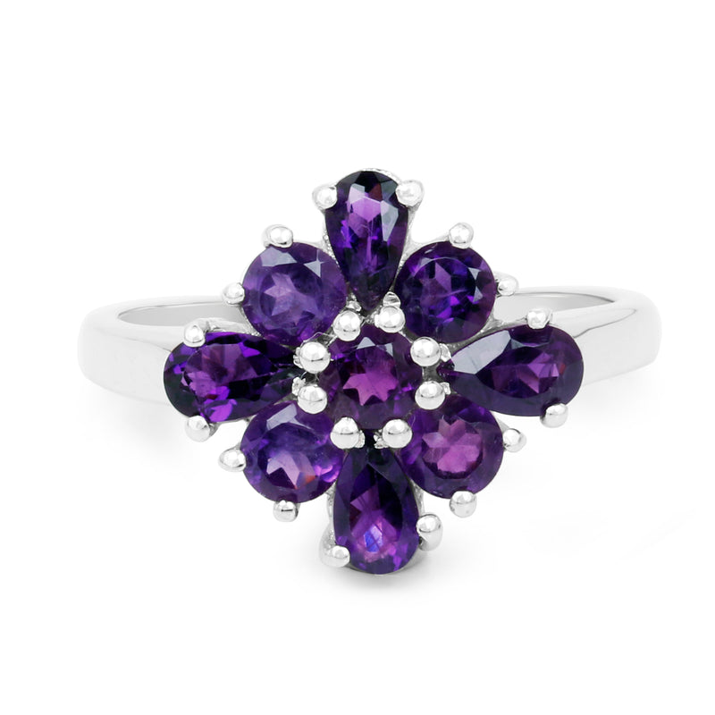 1.63 Carat Genuine Amethyst .925 Sterling Silver Ring