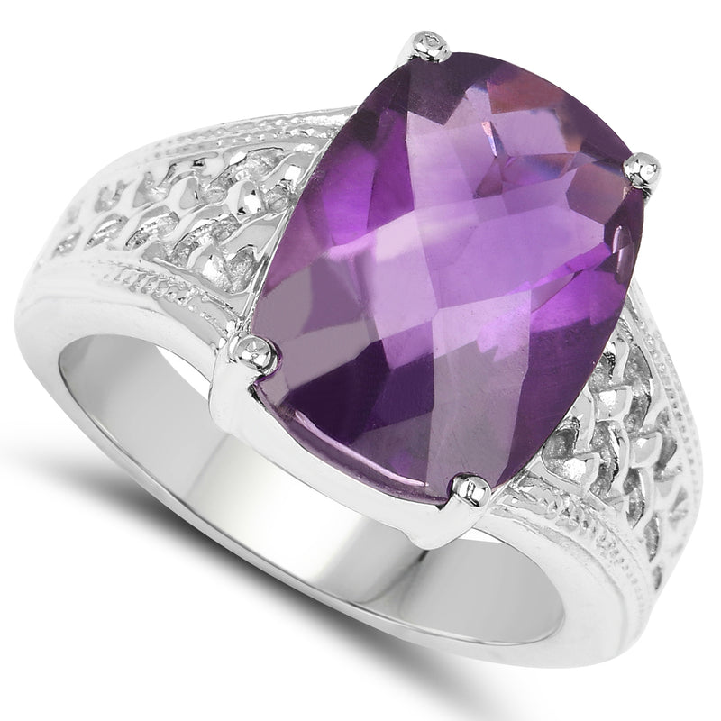 6.50 Carat Genuine Amethyst .925 Sterling Silver Ring