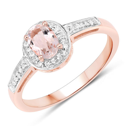 0.81 Carat Genuine Morganite and White Topaz .925 Sterling Silver Ring