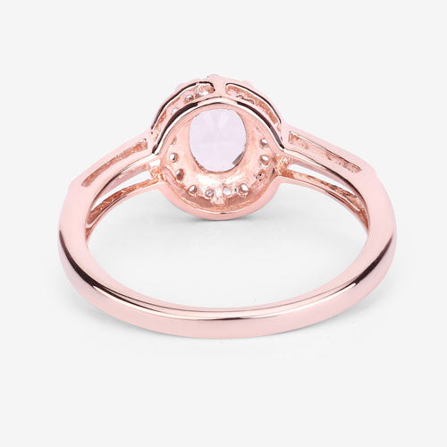 0.81 Carat Genuine Morganite and White Topaz .925 Sterling Silver Ring
