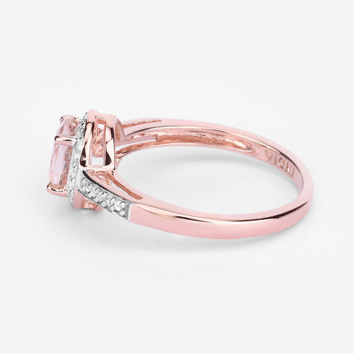 0.81 Carat Genuine Morganite and White Topaz .925 Sterling Silver Ring