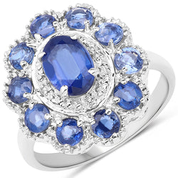 2.47 Carat Genuine Kyanite & White Topaz .925 Sterling Silver Ring