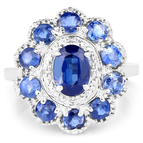 2.47 Carat Genuine Kyanite & White Topaz .925 Sterling Silver Ring