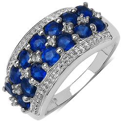 2.00 Carat Genuine Kyanite & White Topaz .925 Sterling Silver Ring