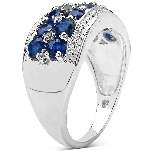 2.00 Carat Genuine Kyanite & White Topaz .925 Sterling Silver Ring