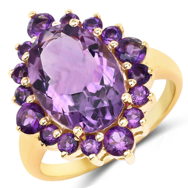6.22 Carat Genuine Amethyst .925 Sterling Silver Ring