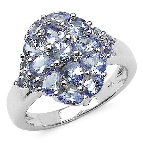 1.74 Carat Genuine Tanzanite .925 Sterling Silver Ring