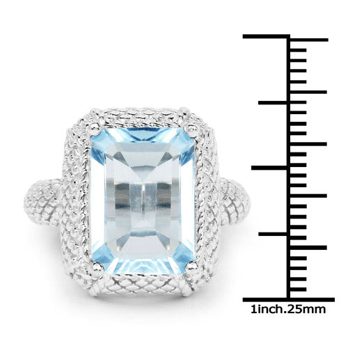 9.25 Carat Genuine Blue Topaz .925 Sterling Silver Ring