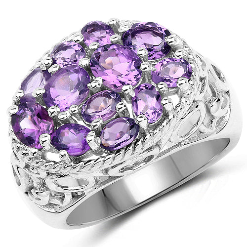 2.64 Carat Genuine Amethyst .925 Sterling Silver Ring