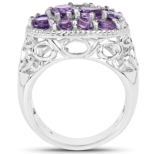 2.64 Carat Genuine Amethyst .925 Sterling Silver Ring