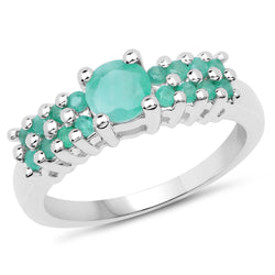 0.88 Carat Genuine Emerald Sterling Silver Ring