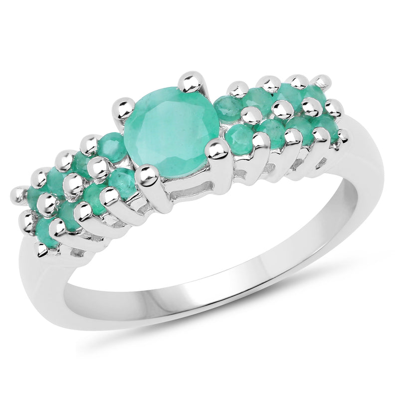 0.88 Carat Genuine Emerald Sterling Silver Ring