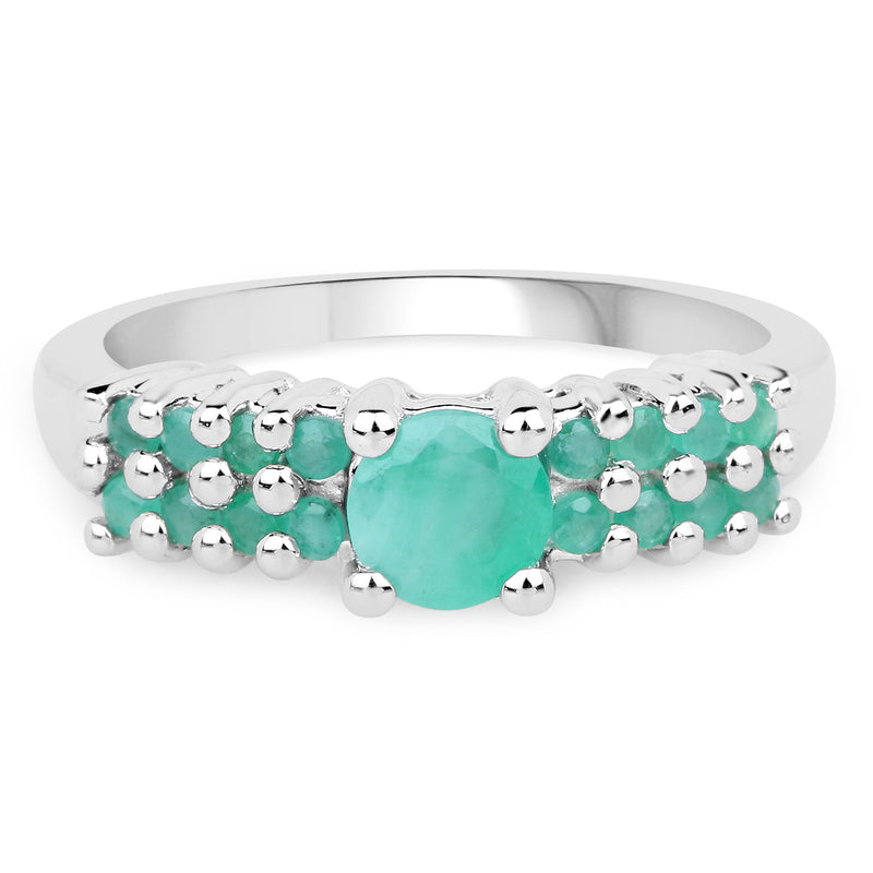 0.88 Carat Genuine Emerald Sterling Silver Ring