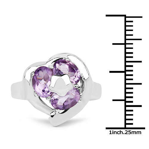 2.40 Carat Genuine Amethyst .925 Sterling Silver Ring