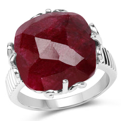 13.65 Carat Dyed Ruby .925 Sterling Silver Ring