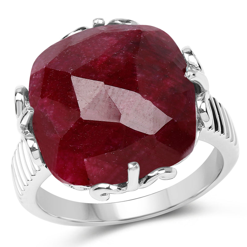 13.65 Carat Dyed Ruby .925 Sterling Silver Ring