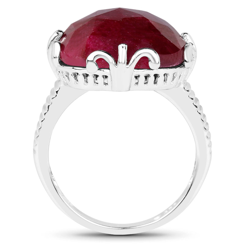 13.65 Carat Dyed Ruby .925 Sterling Silver Ring