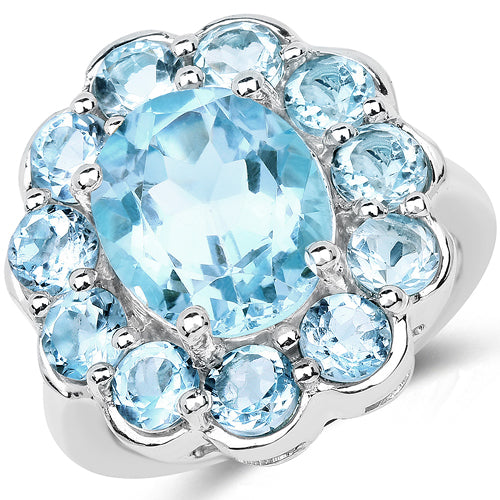 8.67 Carat Genuine Blue Topaz .925 Sterling Silver Ring