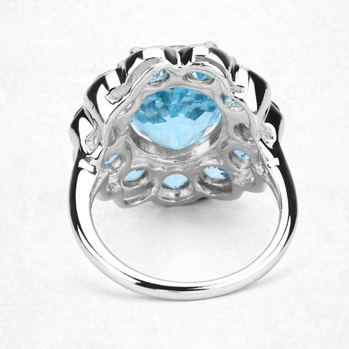 8.77 Carat Genuine Swiss Blue Topaz .925 Sterling Silver Ring
