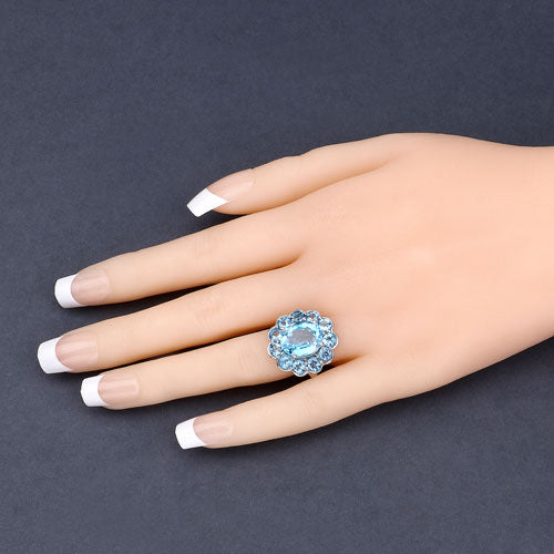 8.77 Carat Genuine Swiss Blue Topaz .925 Sterling Silver Ring