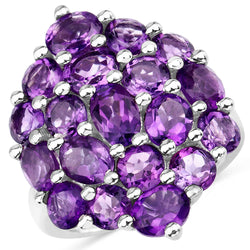 5.44 Carat Genuine Amethyst .925 Sterling Silver Ring