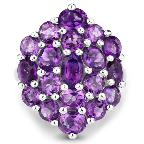 5.44 Carat Genuine Amethyst .925 Sterling Silver Ring