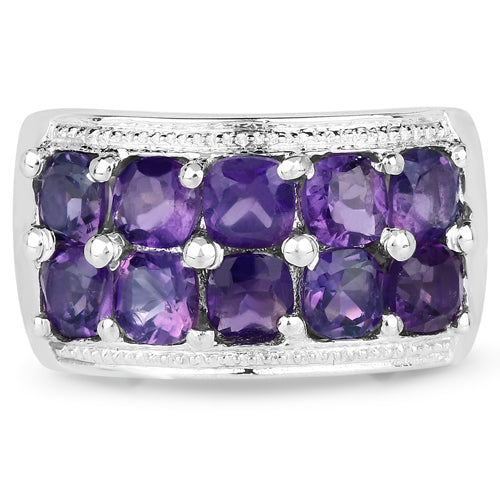 2.80 Carat Genuine Amethyst .925 Sterling Silver Ring