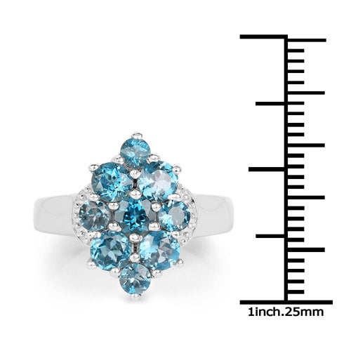 2.16 Carat Genuine London Blue Topaz .925 Sterling Silver Ring