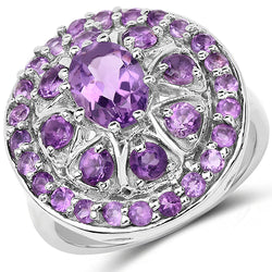2.67 Carat Genuine Amethyst .925 Sterling Silver Ring