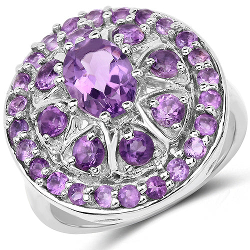 2.67 Carat Genuine Amethyst .925 Sterling Silver Ring