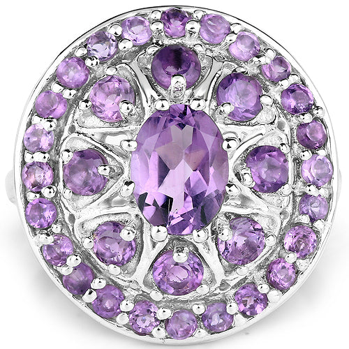 2.67 Carat Genuine Amethyst .925 Sterling Silver Ring