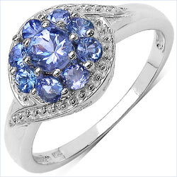 0.71 Carat Genuine Tanzanite .925 Sterling Silver Ring