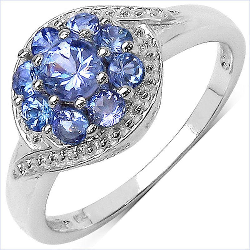 0.71 Carat Genuine Tanzanite .925 Sterling Silver Ring