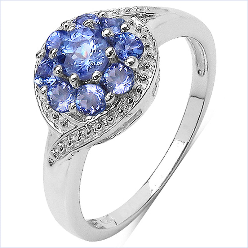 0.71 Carat Genuine Tanzanite .925 Sterling Silver Ring
