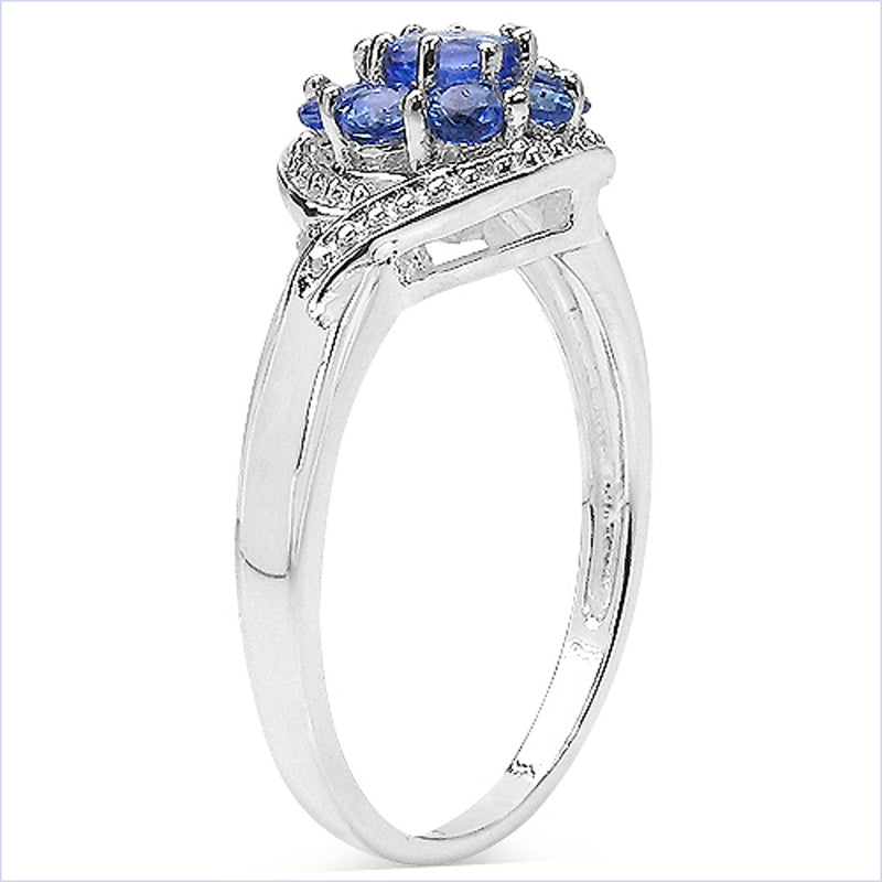 0.71 Carat Genuine Tanzanite .925 Sterling Silver Ring