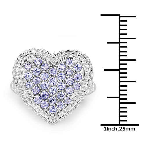 1.81 Carat Genuine Tanzanite and White Topaz .925 Sterling Silver Ring